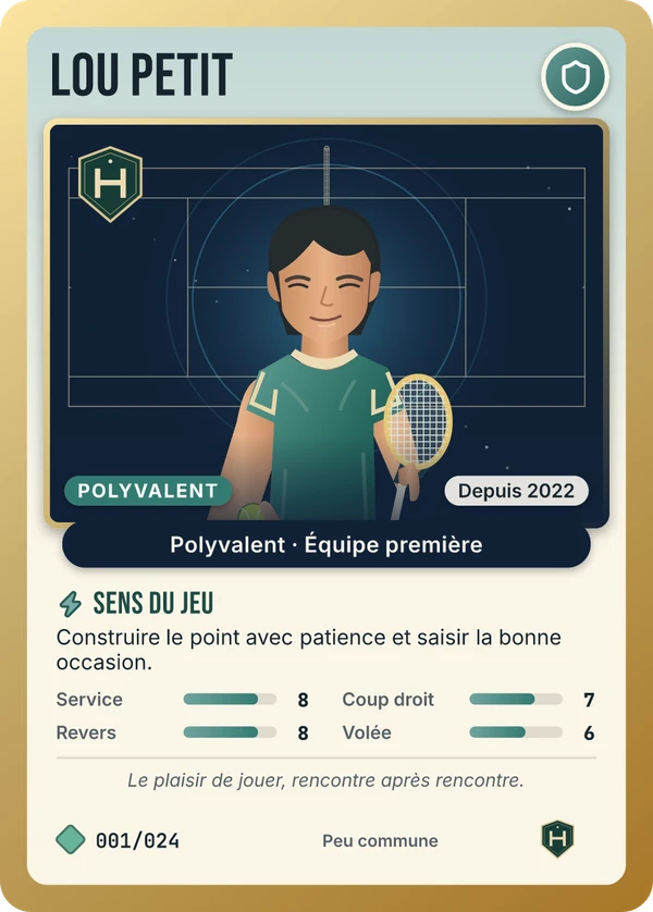 Carte de démonstration fictive, modèle Classique Tennis
