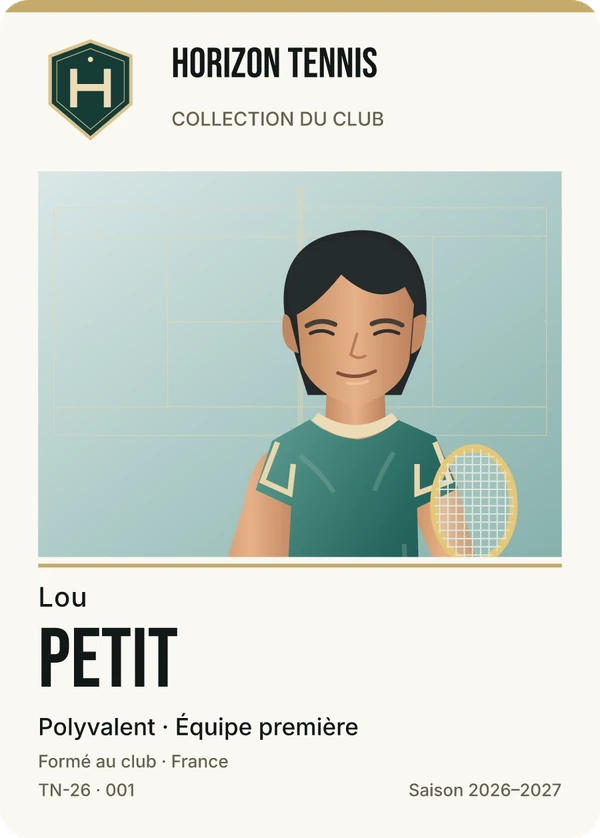 Carte de démonstration fictive, modèle Équipe Tennis